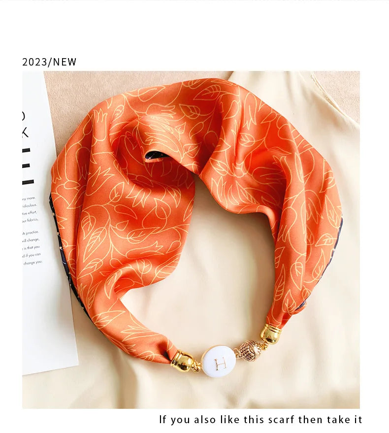 Women's Square Scarf with Magnetic Buckle - Versatile Summer Luxury Scarf/Necklace