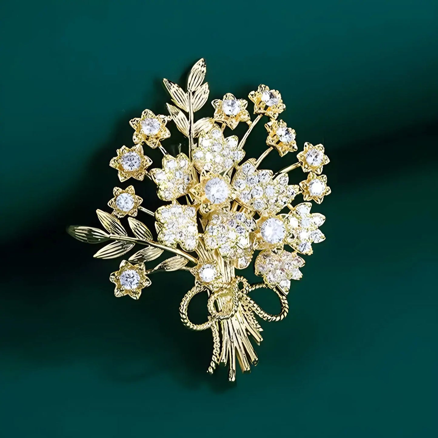Broche Fleur Strass Luxe - Pin's Bouquet Cristal Élégant Mariage Soirée