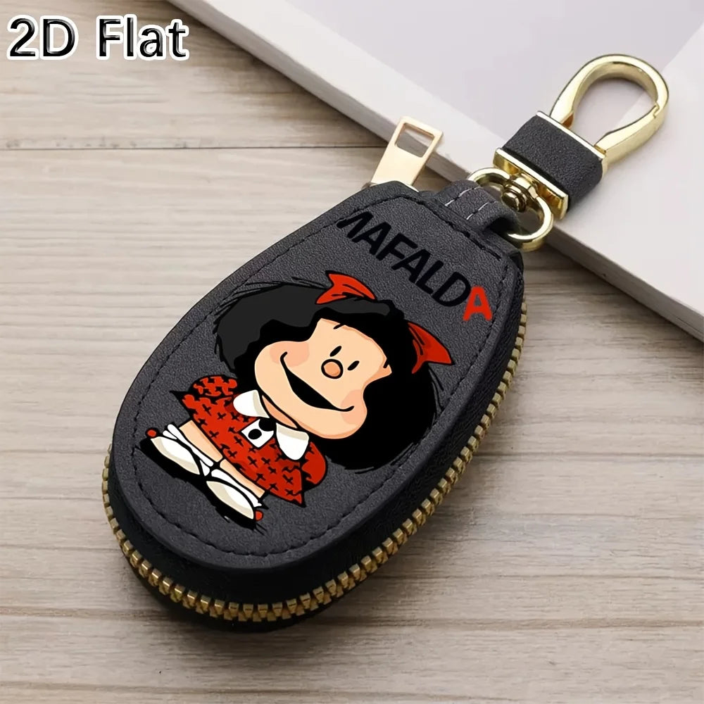 Porte-Clés Mafalda Femme Homme - Porte-Monnaie Compact avec Chaîne et Organisateur Clés