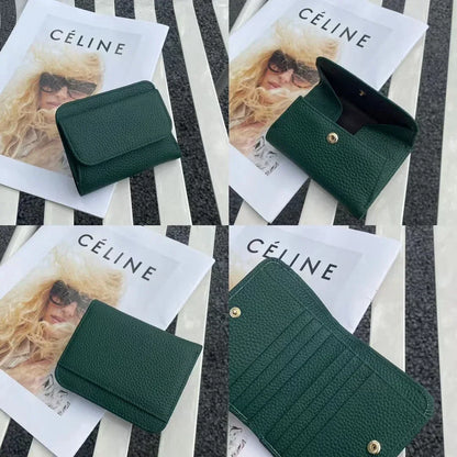 Portefeuille Femme Cuir Véritable Pliable Simple - Porte-Monnaie Multifonction Coin Bag Petit Money Bag