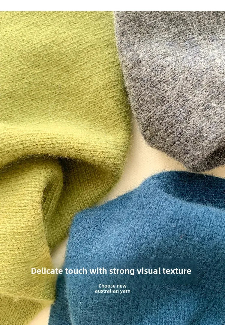 Foulard Triangle Laine Niche Britannique Coréen Vert - Écharpe Tricotée Multifonction Femme