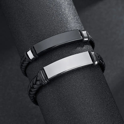 Bracelet en Corde Tressée et Acier Inoxydable - Style Hip-Hop Rock Unisexe
