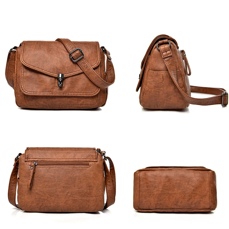 Sac à Bandoulière Femme Vintage Cuir Souple - Petit Sac Crossbody Designer Luxe