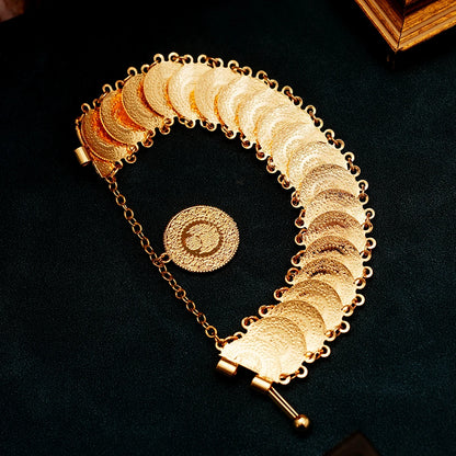 Bracelet Manchette Ottoman Turc Pièces et Totems - Plaqué Or Mariée