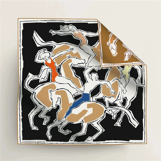 Women's Double-Sided Silk Square Scarf 90cm Animal Print - Luxury Travel Hijab Shawl