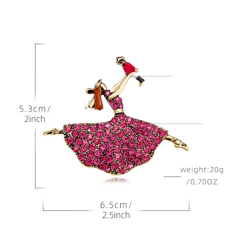 Broche Danseuse Ballet Cristaux – Pin's Vintage Élégant Femme Fille