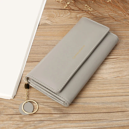 Portefeuille Femme Long Cuir PU Bleu Marine - Porte-Cartes Multifonction Pliable Clutch