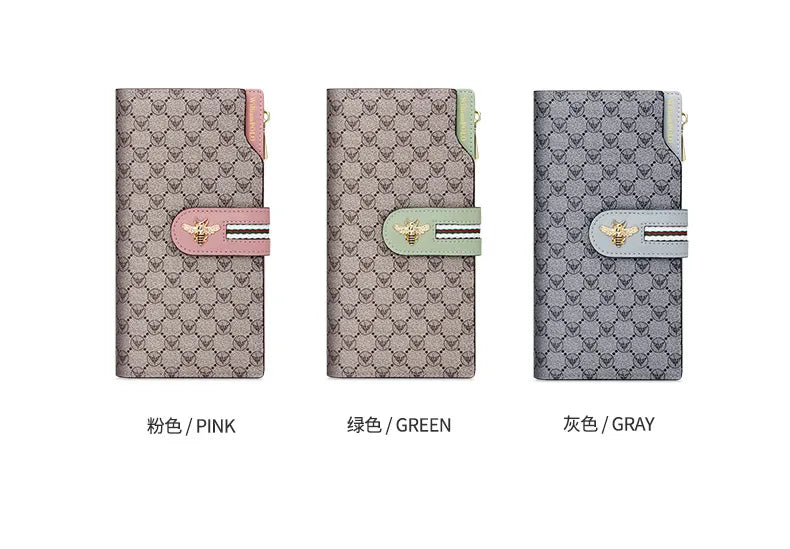 Portefeuille Femme Long Personnalisé Porte-Carte - Sac à Main Multifonction Téléphone Vert Tendance