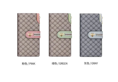 Portefeuille Femme Long Personnalisé Porte-Carte - Sac à Main Multifonction Téléphone Vert Tendance