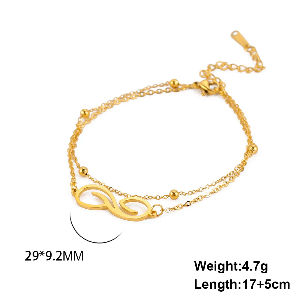 Bracelet Infini Acier Inoxydable – Double Couche Perles Minimaliste