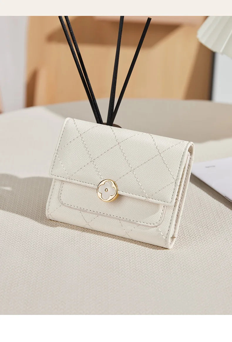 Portefeuille Femme Cuir Vintage GOLF Porte-Photo - Porte-Monnaie Court Pliable Noir Porte-Carte