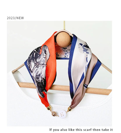 Women's Square Scarf with Magnetic Buckle - Versatile Summer Luxury Scarf/Necklace