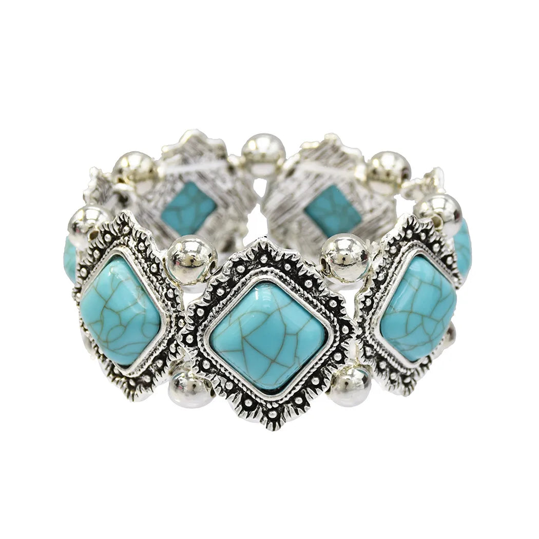 Bracelet Jonc Ethnique Tribal Turquoise - Inspiration Indienne et Africaine