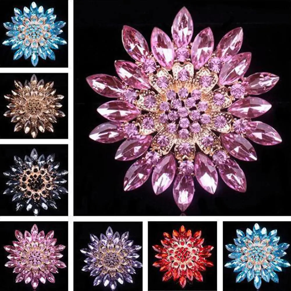 Broche Fleur Strass Brillante Alliage – Pin's Bouquet Mariée Mariage Femme