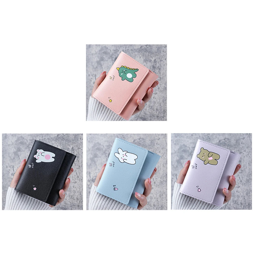 Portefeuille Femme Cartoon Cuir PU - Porte-Cartes Tri-Fold Multi-Emplacements