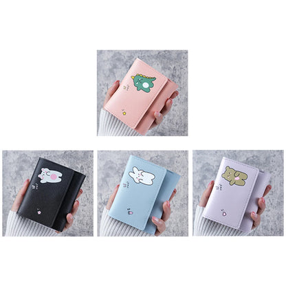 Portefeuille Femme Cartoon Cuir PU - Porte-Cartes Tri-Fold Multi-Emplacements
