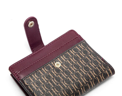 Portefeuille Femme Luxe Rétro Carré Bouton - Porte-Carte Pince Billets Compact Léger Classique