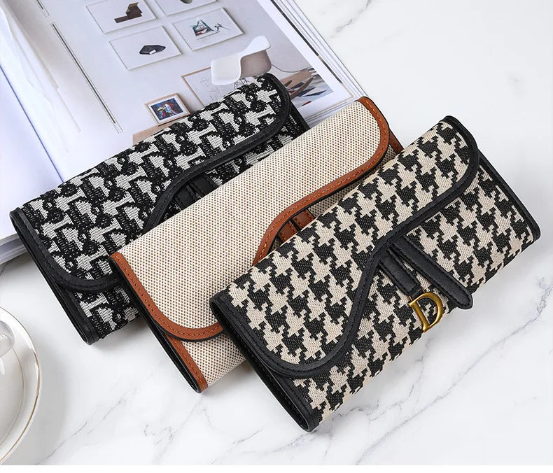 Portefeuille Femme Long Rétro Grande Capacité - Boucle D Multi-Cartes Trifold Sac Main Multifonction