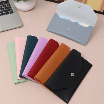 Portefeuille Femme Enveloppe Cuir PU - Porte-Cartes Classique Élégant avec Fermoir