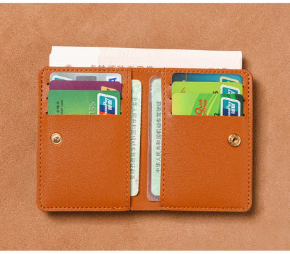 Portefeuille Pliable Cuir Souple avec Bouton - Petit Porte-Cartes Permis Simplifié