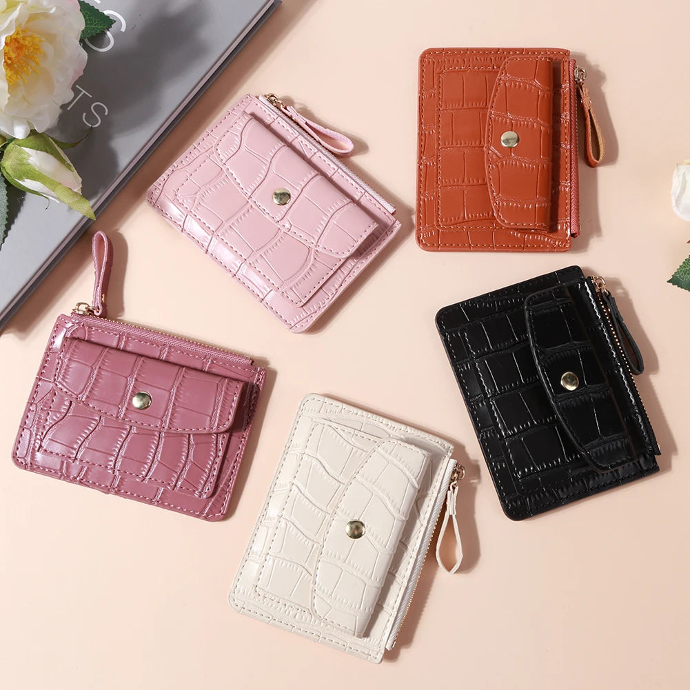 Portefeuille Court Femme Cuir PU - Porte-Monnaie Compact avec Porte-Cartes