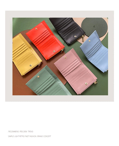 Portefeuille Femme Cuir Tressé - Porte-Monnaie Bifold Multi-Cartes Compact