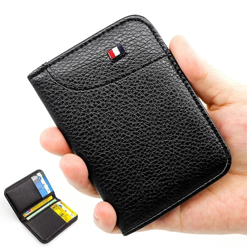 Portefeuille Homme Ultra-Mince Cuir PU - Mini Porte-Cartes Court Portable