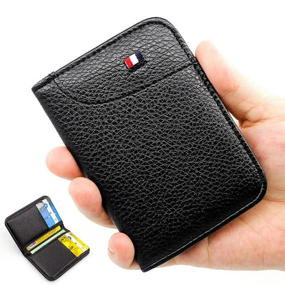 Portefeuille Homme Ultra-Mince Cuir PU - Mini Porte-Cartes Court Portable