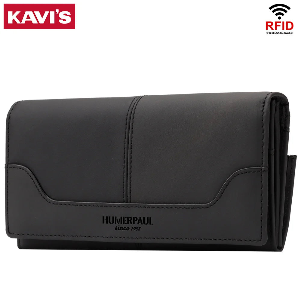 Portefeuille Femme Cuir Véritable Long RFID - Carteras Luxe avec Porte-Monnaie