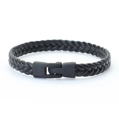 Bracelet Cuir Tressé Homme — Style Vintage, Fait Main, Fermoir Easy-Hook