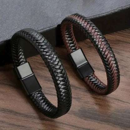 Bracelet Cuir PU Magnétique Homme – Style Mature Élégant Cadeau