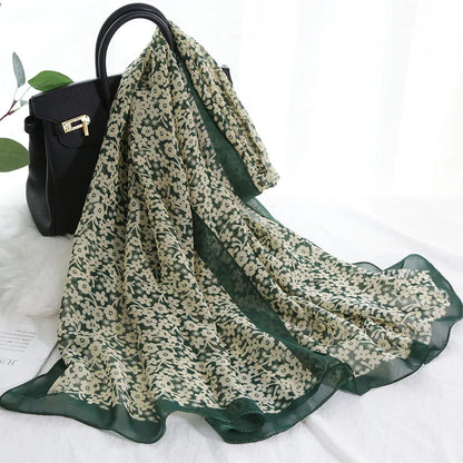Foulard Écharpe Mousseline Petite Fleur Femme - Bandana Hijab Châle Été Protection Solaire