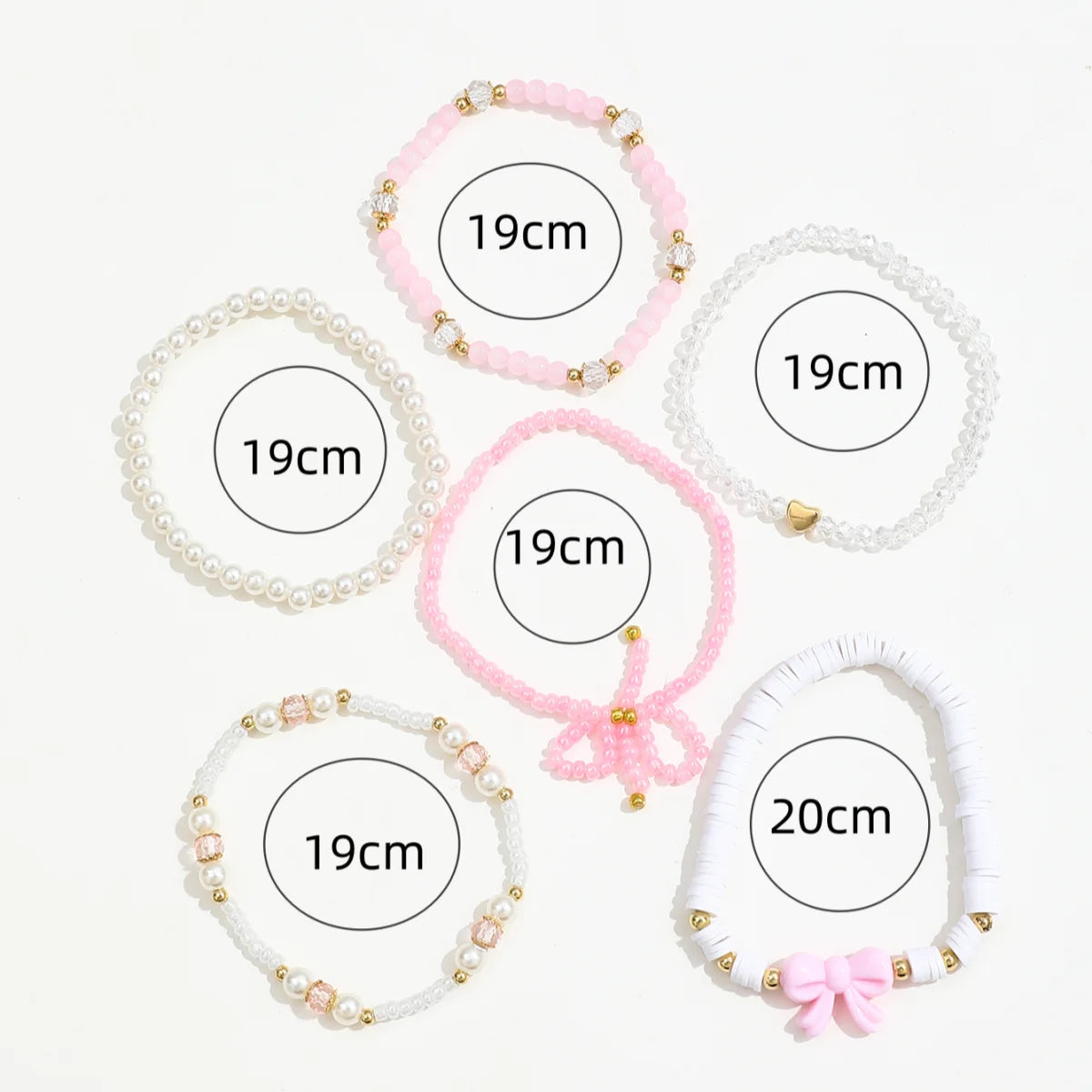 Ensemble 6 Bracelets Perles Cœur Nœud – Stack Mignon Simple Romantique