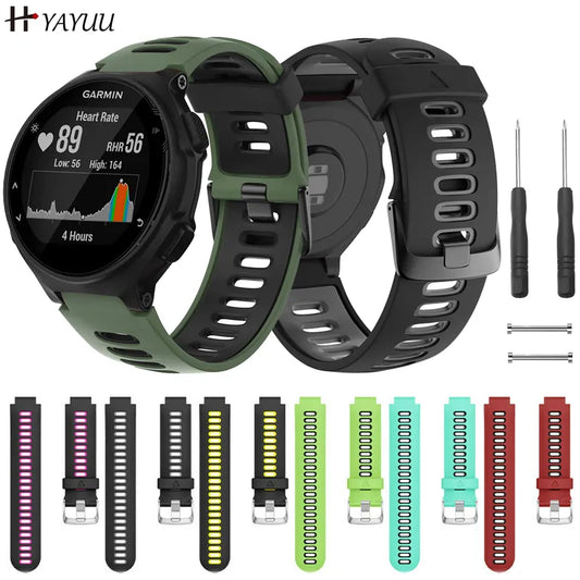 Bracelet Montre Garmin Forerunner 735XT 235 220 230 - Silicone Sport Rouge Noir