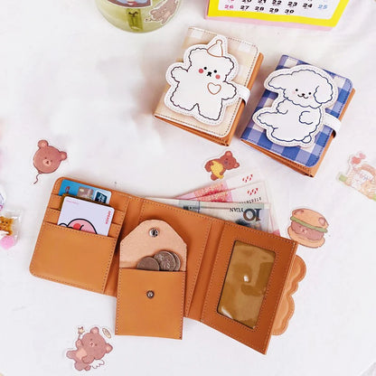 Portefeuille Femme Court Ourson Kawaii - Porte-Monnaie Cartoon Mignon Trifold Porte-Carte Étudiant