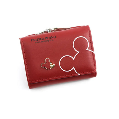 Portefeuille Femme Court Triple Pli Cartoon - Porte-Monnaie Étudiant Lettres Imprimées Rose