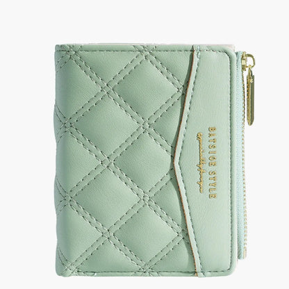 Portefeuille Femme Brodé Cuir PU Fermeture Éclair - Porte-Cartes Clutch Monnaie