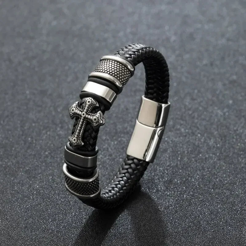 Bracelet Cuir Classique Homme – Boucle Magnétique Métal Casual Chic