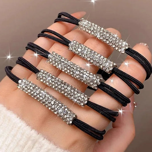 Shiny Korean Rhinestone Hair Ties - Seamless Scrunchies for Women and Girls Y2K Sweet