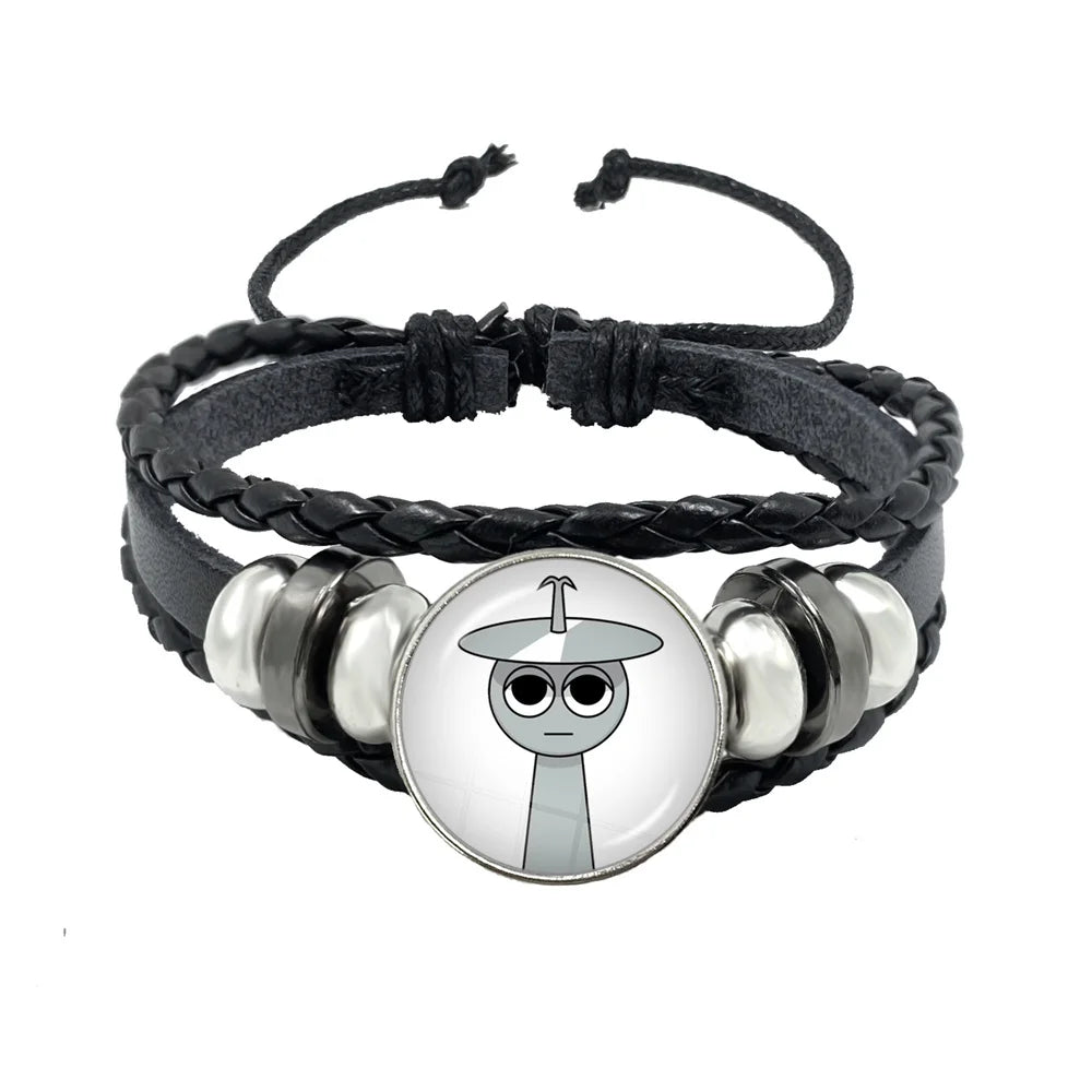 Bracelet Sprunki Incredibox Personnage Anime – Cuir Multicouche Tressé Fait Main