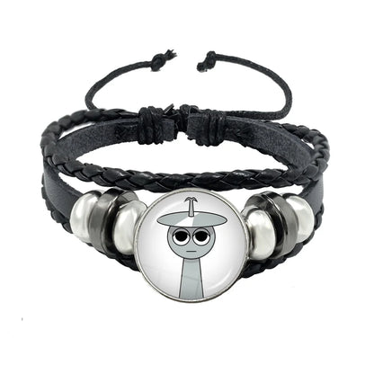 Bracelet Sprunki Incredibox Personnage Anime – Cuir Multicouche Tressé Fait Main