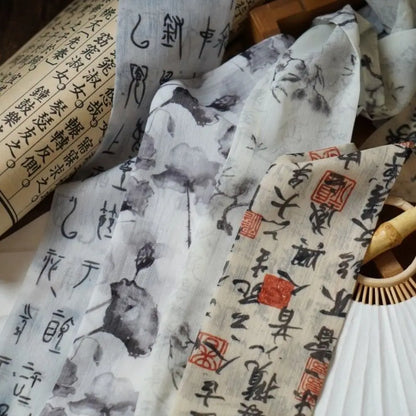 Foulard Soie Chinois Élégant - Bandeau Ruban Rose Imprimé Long Femme