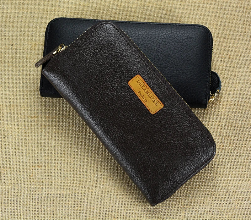 Portefeuille Femme Cuir Véritable RFID Blocking - Long Clutch Porte-Monnaie Téléphone