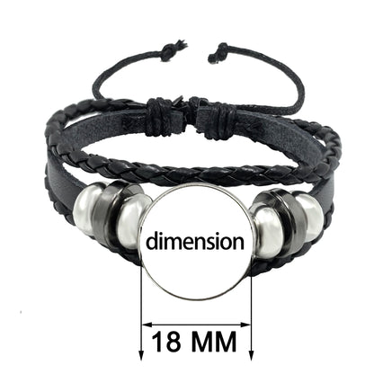 Bracelet Shadow le Hérisson Cabochon Verre – Cuir Multicouche Tressé Unisexe
