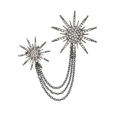 Broche Rétro Métal Étoile Flocon Chaîne Pompons – Pin's Revers Costume Unisexe