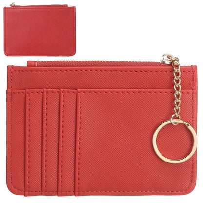 Portefeuille Femme Cuir PU Zippé Mini Porte-Clés - Porte-Monnaie Compact Multi-Emplacements Cartes Violet