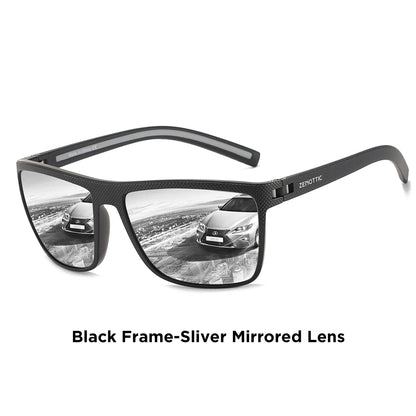 ZENOTTIC Lunettes de Soleil Polarisées Carrées — TR-90 Léger, UV400, Unisexe