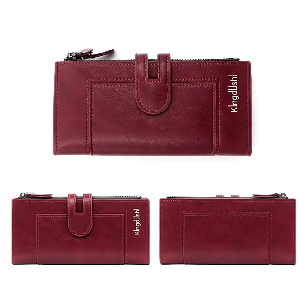 Portefeuille Femme Long Cuir Vintage RFID - Porte-Chéquier Carnet Chèques Protection Anti-RFID Élégant