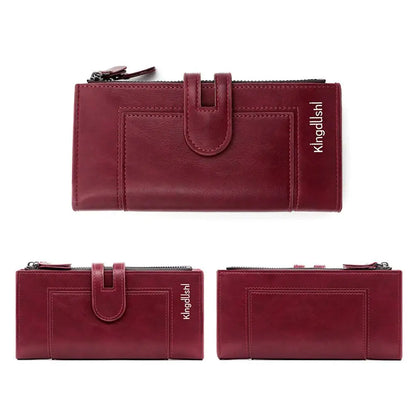 Portefeuille Femme Long Cuir Vintage RFID - Porte-Chéquier Carnet Chèques Protection Anti-RFID Élégant