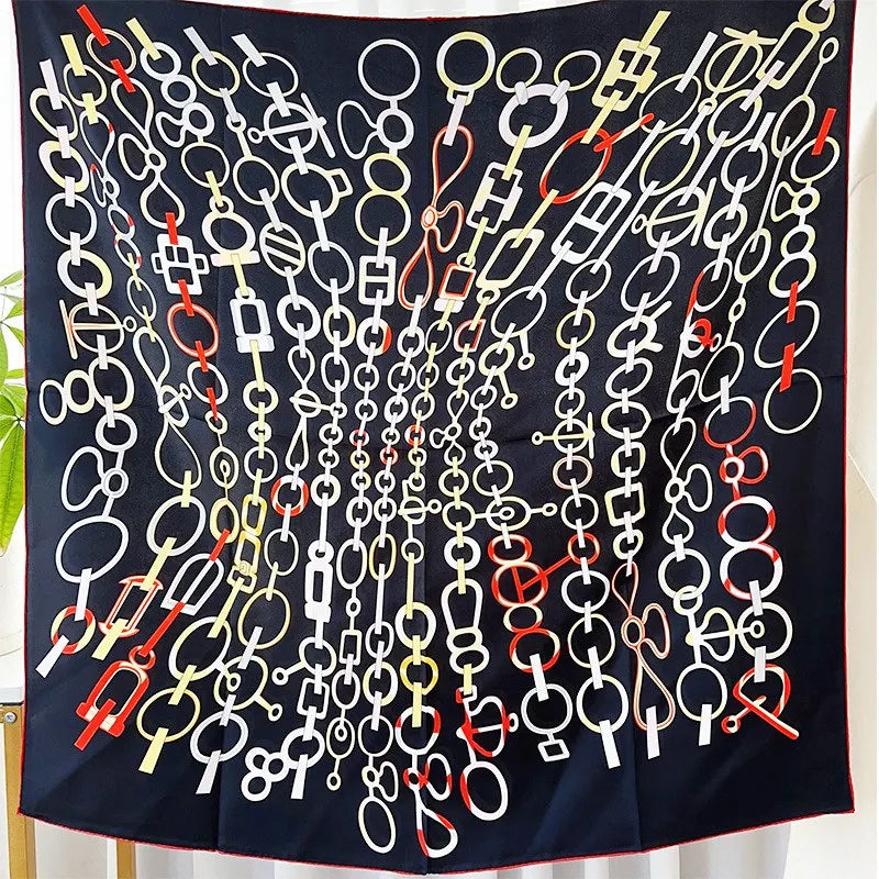 Foulard Carré Soie 100% Pure 90cm Neckerchief Femme - Châle Bandana Luxe Gris Élégant